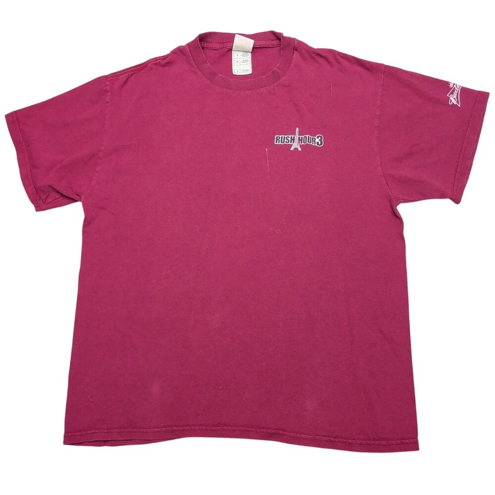 Rush Hour 3 2007 Movie Promo T Shirt Men's L Jackie Chan Chris Tucker Budweiser